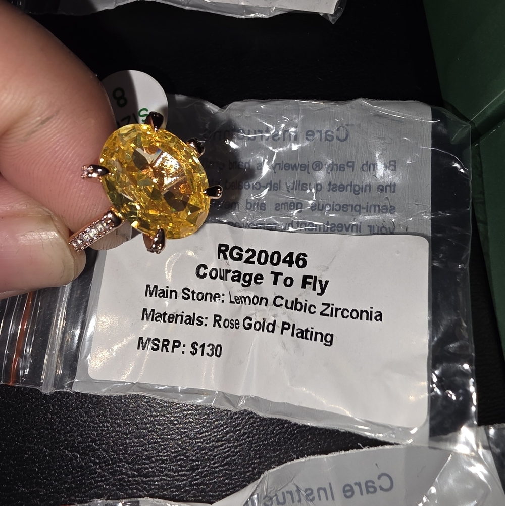 Courage To Fly Rose Gold Lemon Cubic Zirconia Ring SIZE 8